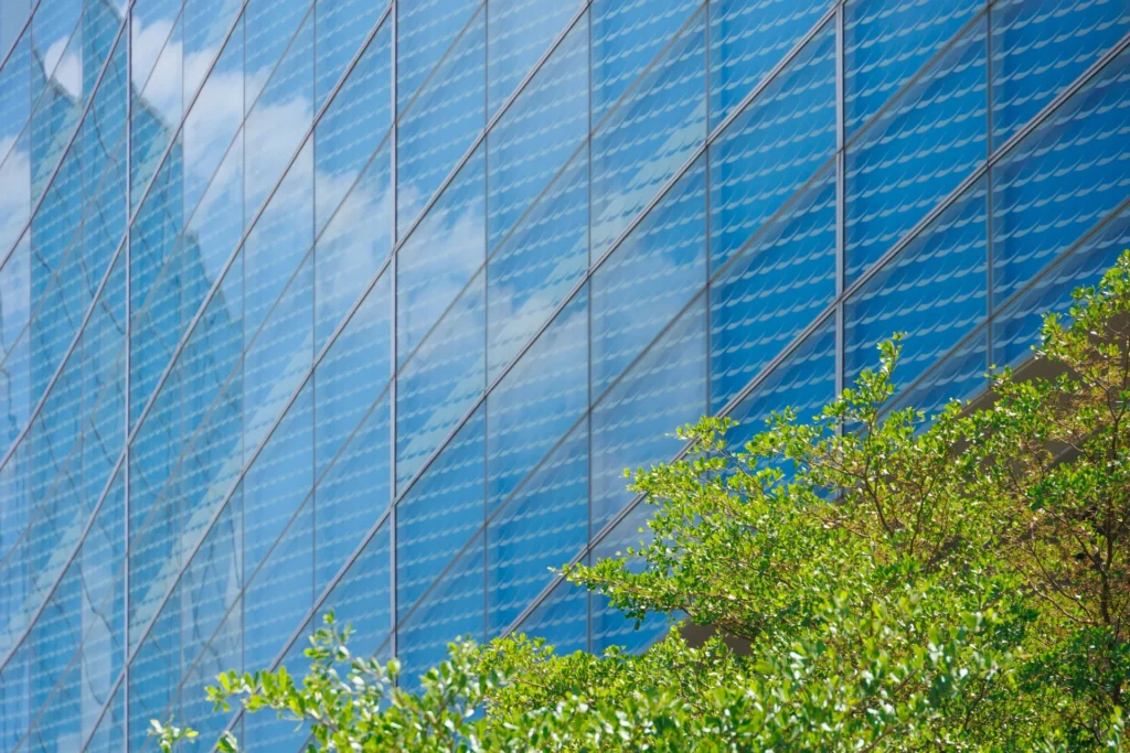 Office building with solar control glazing